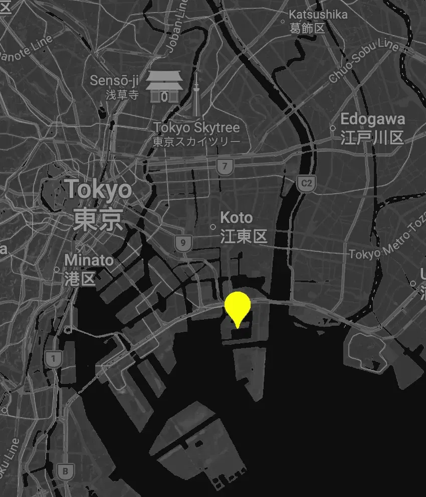 Map showing GARDEN Shin-Kiba FACTORY and the surrounding streets