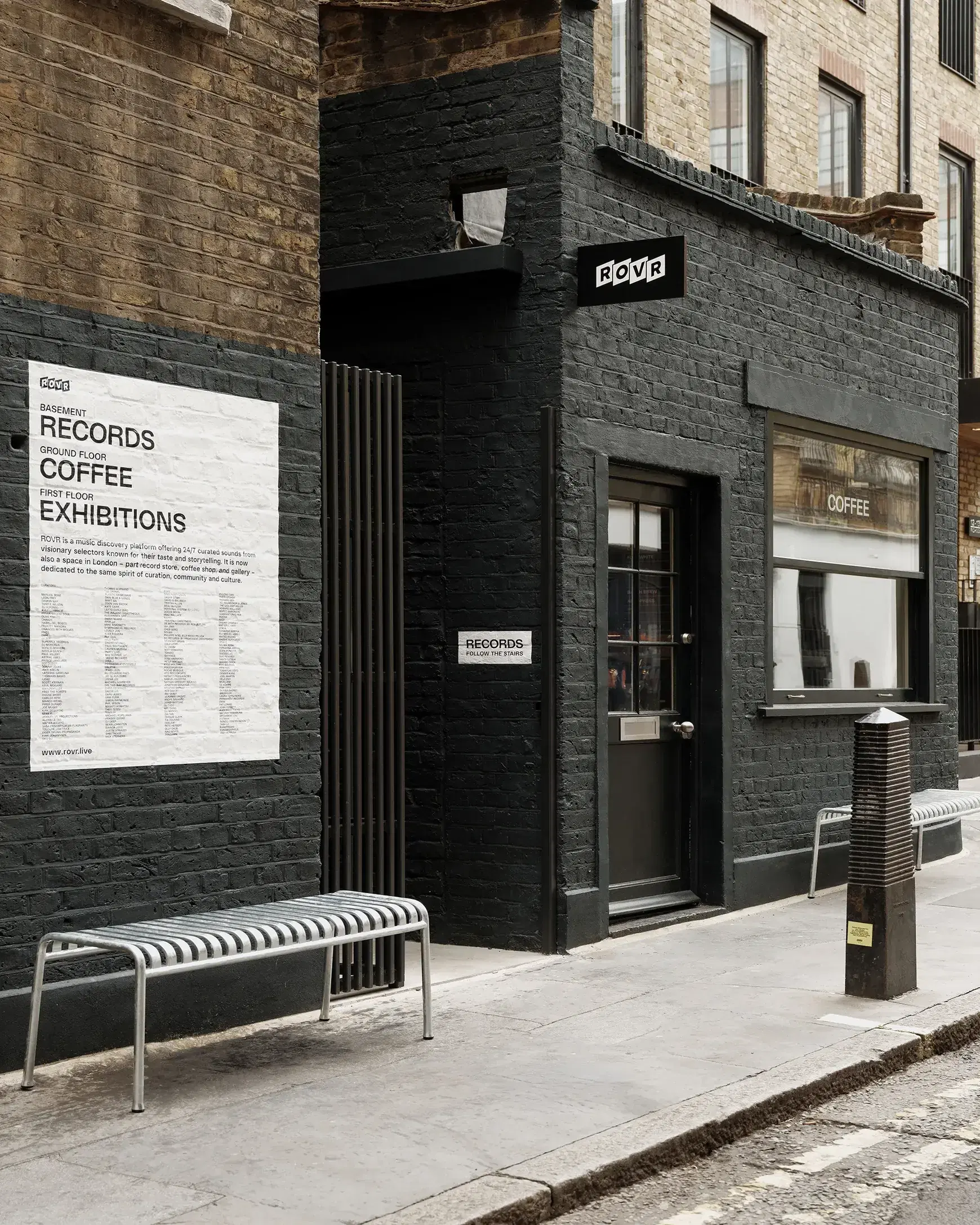 The blacked-out ROVR Soho shopfront on Richmond Buildings, London