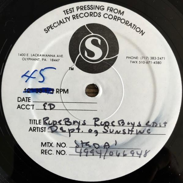 Rude Boys / Space Tropics (Rapp-sody) - Dept. Of Sunshine